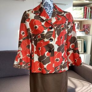 Kasper Floral Blazer with Brown Skirt - Size 6P, EUC